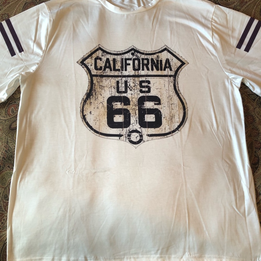 NWOT “California US 66” Cream T-Shirt • Short Sleeve • 2XL